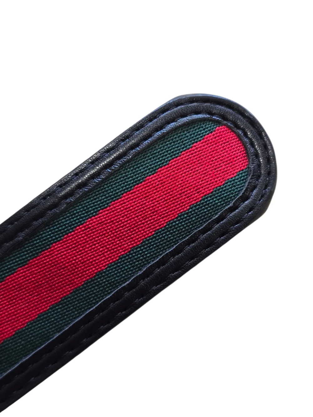 Gucci Black Leather Web Stripe Belt with Red/Green | Double G Buckle | Sz 50/125
